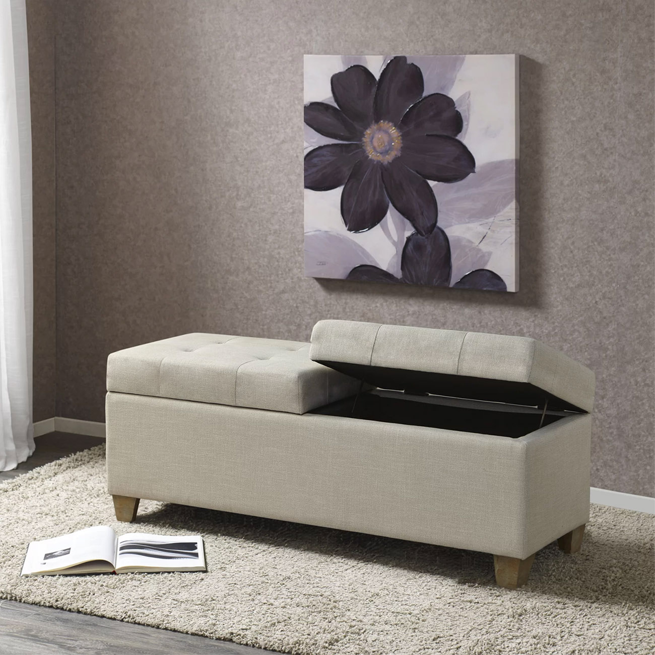 Recamier Bau Madri 1,20m Suede Bege - Inova Decor