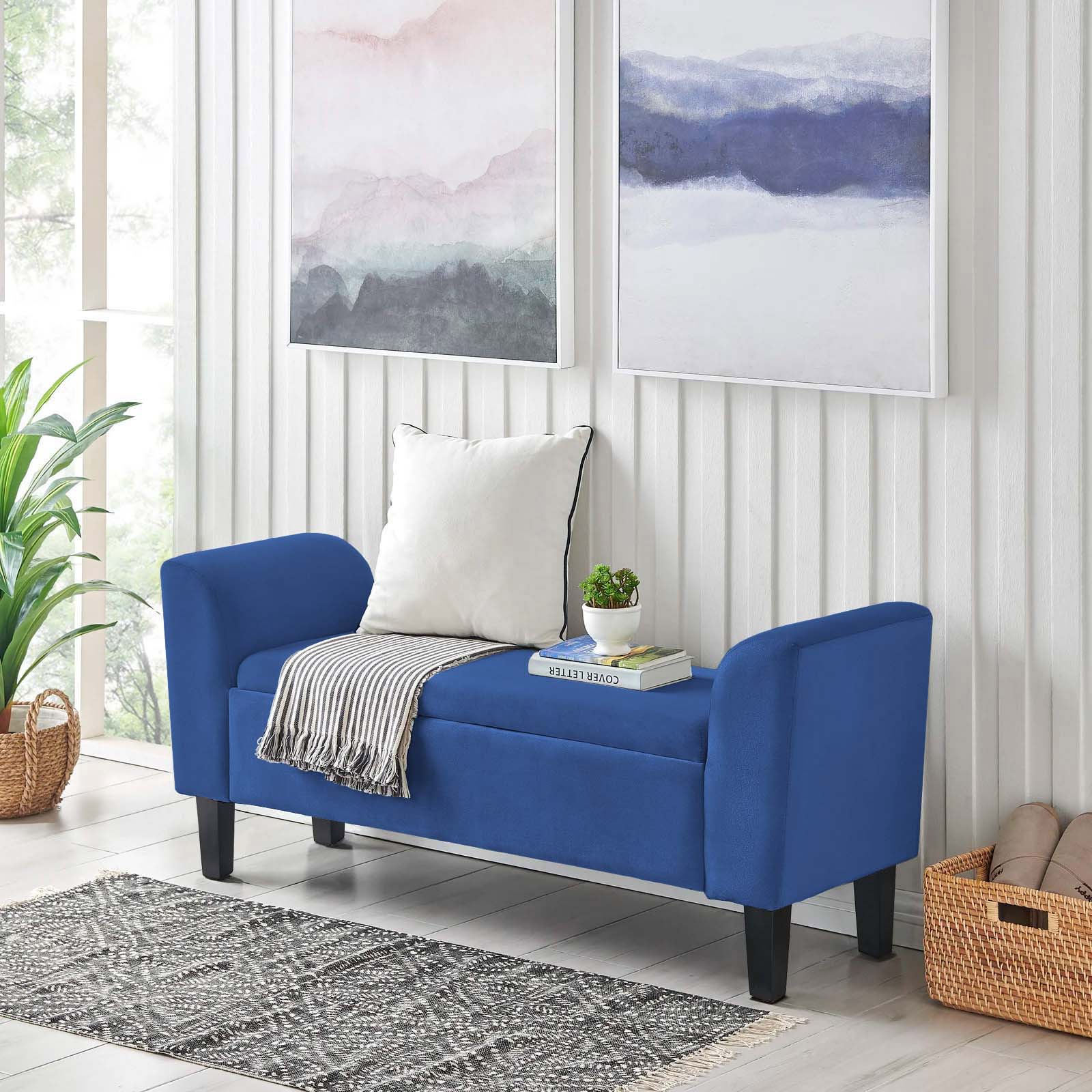 Recamier Bau Malibu 1,20m Suede Azul Marinho - Inova Decor