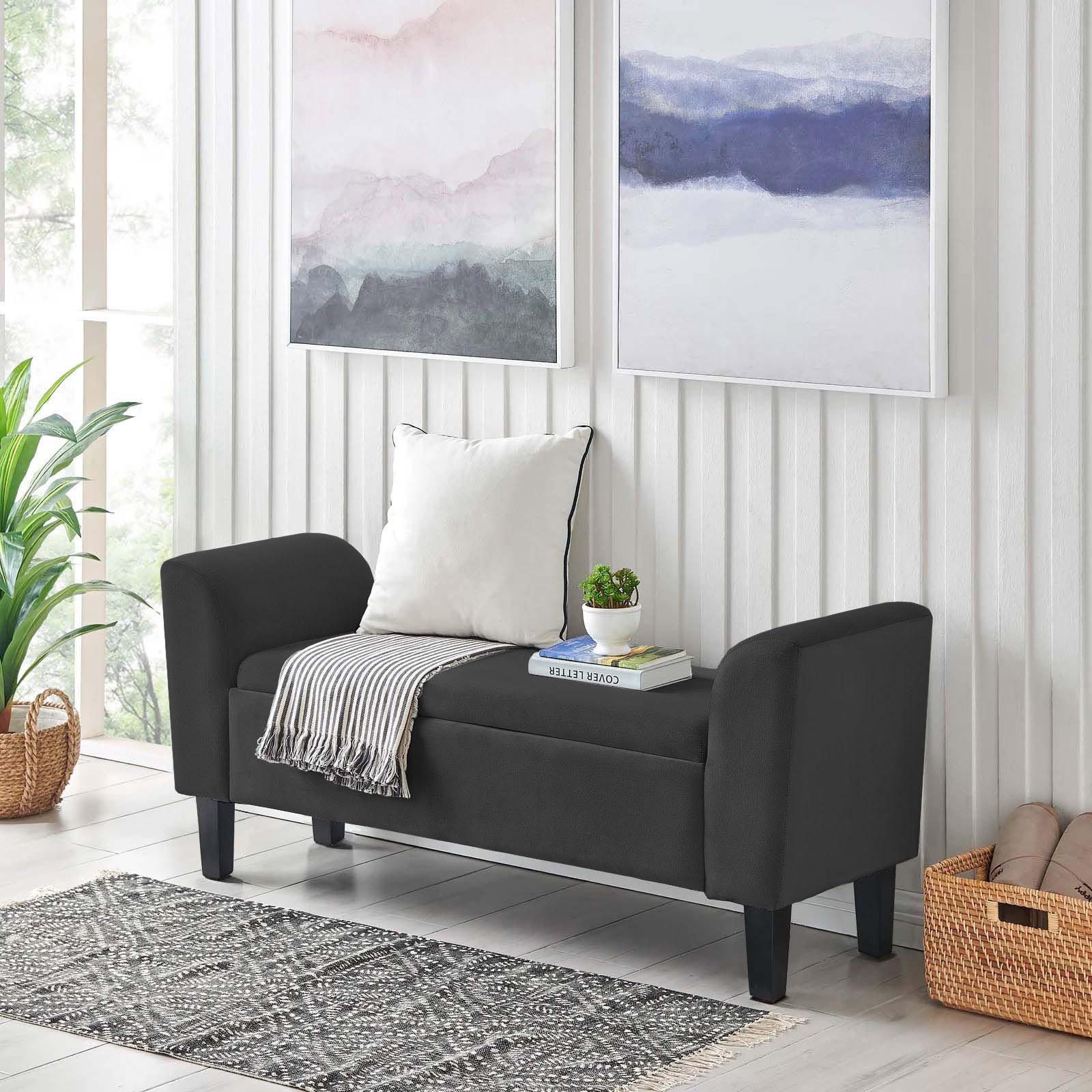 Recamier Bau Malibu 1,20m Suede Preto - Inova Decor