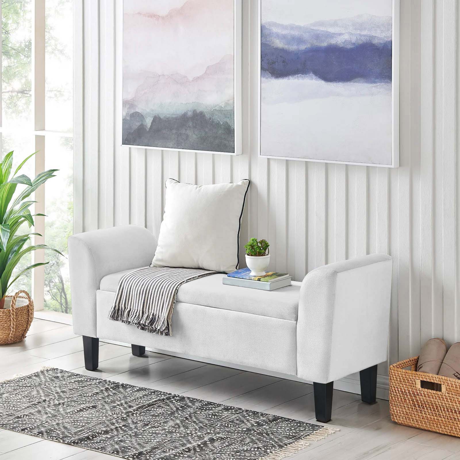 Recamier Bau Malibu 1,60m Suede Branco - Inova Decor
