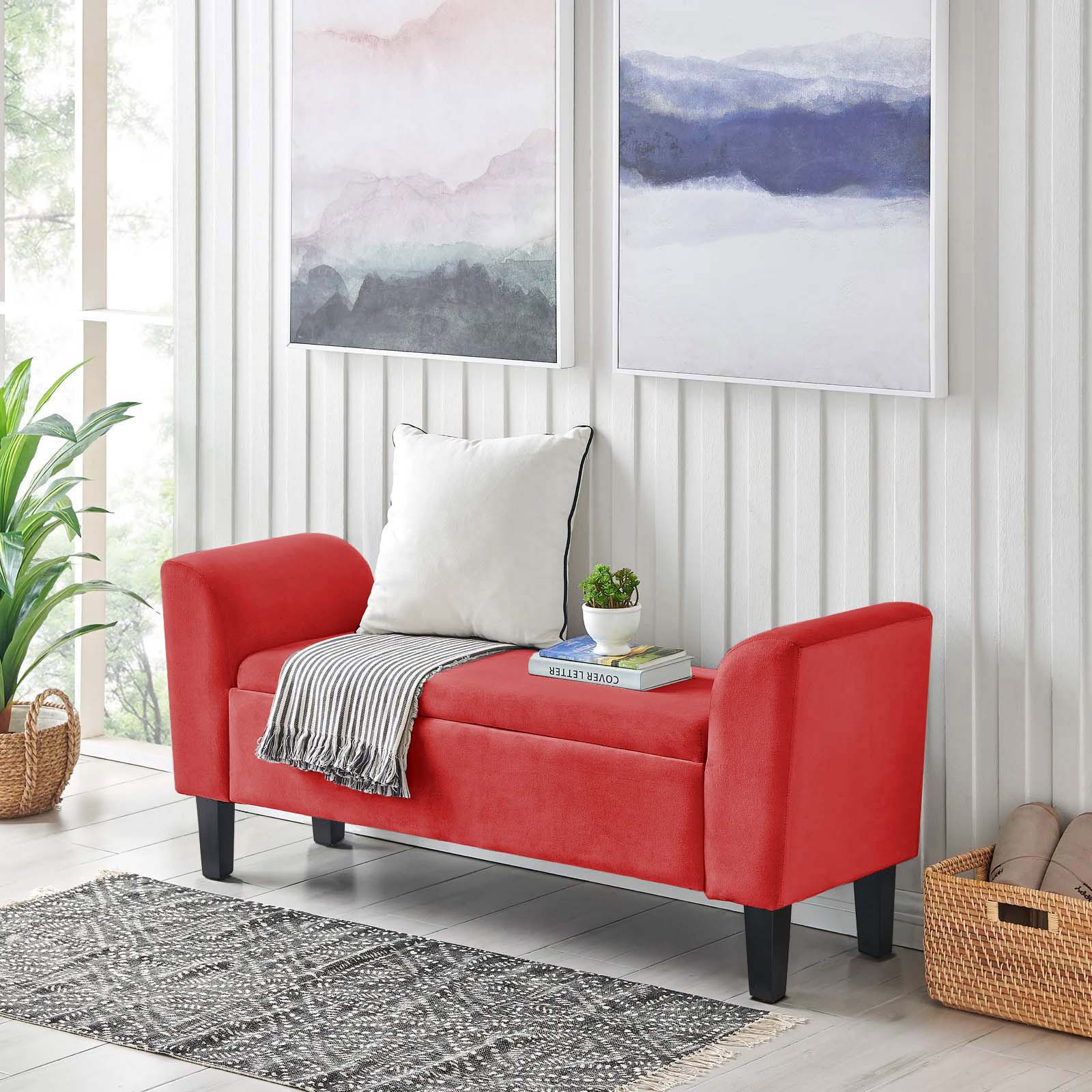 Recamier Bau Malibu 1,60m Suede Vermelho - Inova Decor