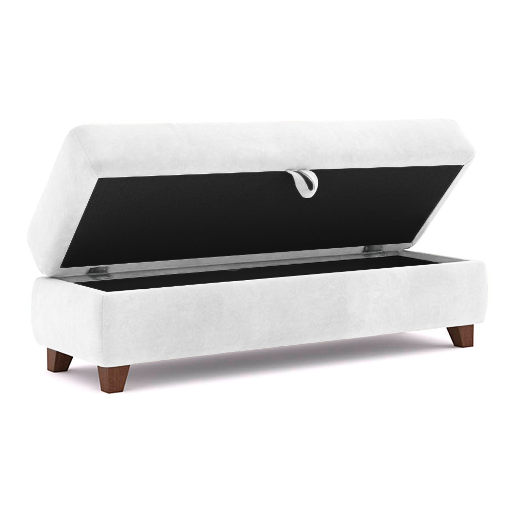 Recamier Calçadeira Bali 1,40m Suede Branco - Inova Decorações