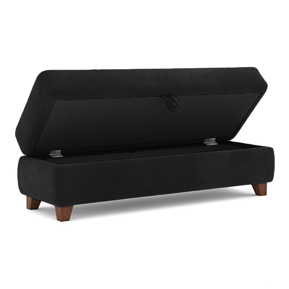 Recamier Calçadeira Bali 1,40m Suede Preto - Inova Decorações