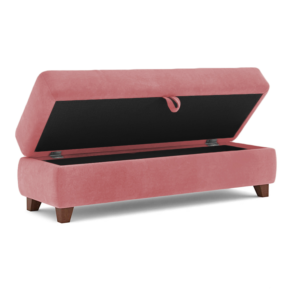 Recamier Calçadeira Bali 1,40m Suede Rose - Inova Decorações