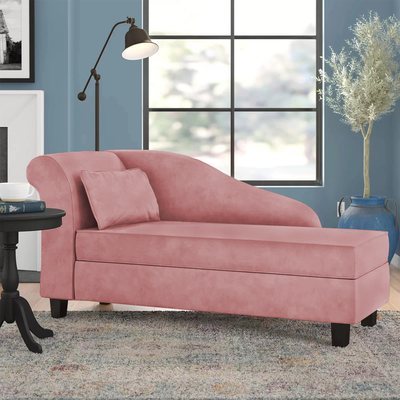Recamier Diva França 1,40m Suede Rose - Inova Decor