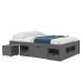 Cama Casal Multifuncional Charme com Mesa de Cabeceira Madeira Maciça Cinza