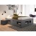Cama Casal Multifuncional Charme com Mesa de Cabeceira Madeira Maciça Cinza