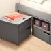 Cama Casal Multifuncional Charme com Mesa de Cabeceira Madeira Maciça Cinza