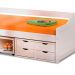 Cama Solteiro com Mesa de Apoio Floro Madeira Maciça Branca