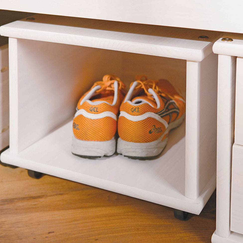 Cama Solteiro com Mesa de Apoio Floro Madeira Maciça Branca