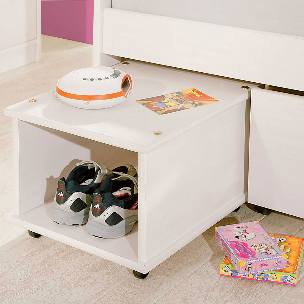 Cama Solteiro com Mesa de Apoio Floro Madeira Maciça Branca