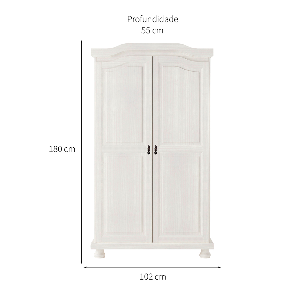 Guarda-Roupa Solteiro Bastian Madeira Maciça 2 Portas Branco