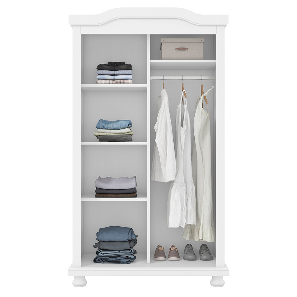 Guarda-Roupa Solteiro Bastian Madeira Maciça 2 Portas Branco
