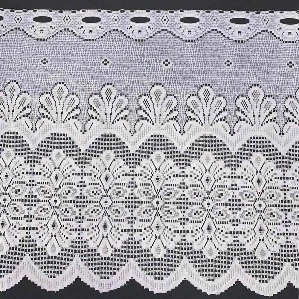 Cortina Cascata Clássica Arabescos 3x1m Bandô para Janela de Cozinha Branco Interlar