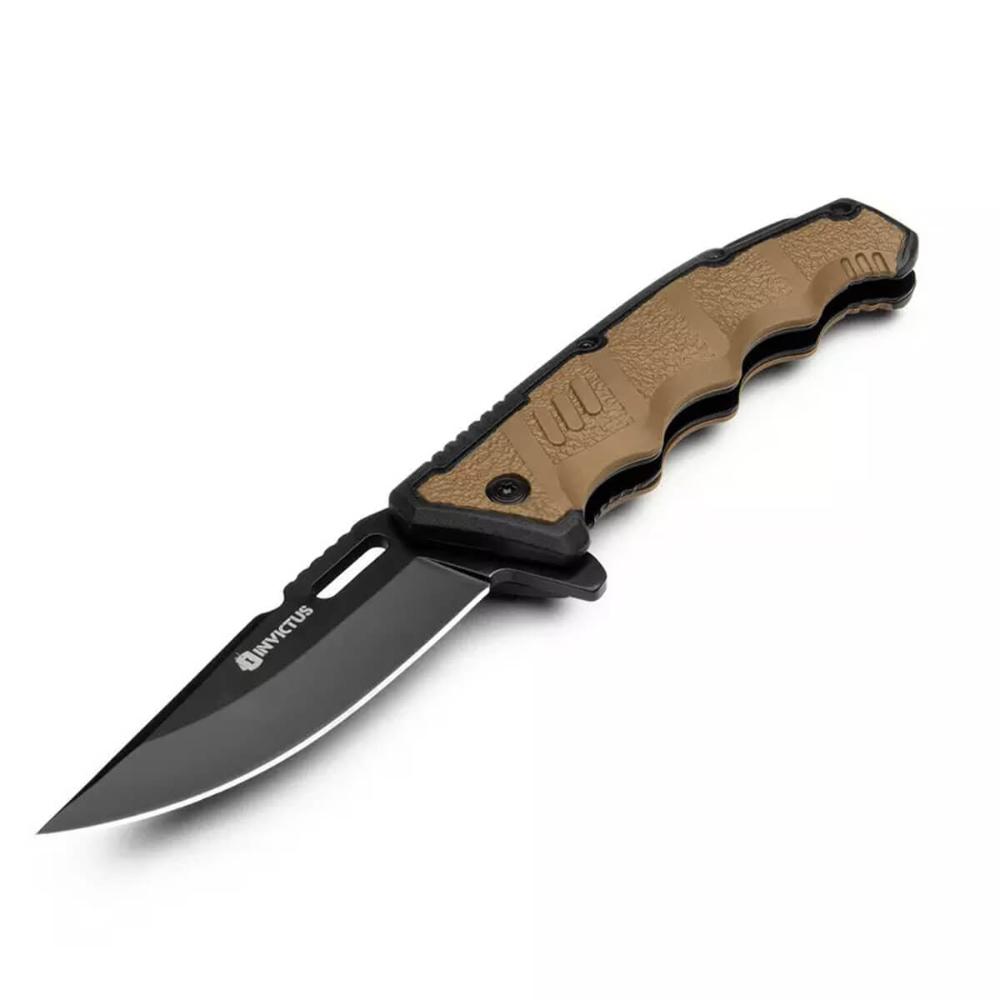 Canivete Tático Militar de Bolso Dobrável Multiuso Inox 3CR com Clip Tático Asgard Invictus Deserto