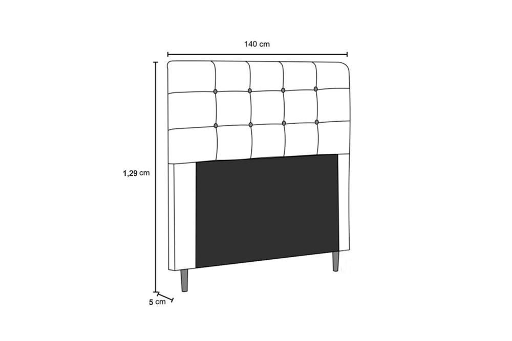 Cabeceira  Estofada para Cama Box Casal 140 cm Suede Bege Helena Isis Estofados