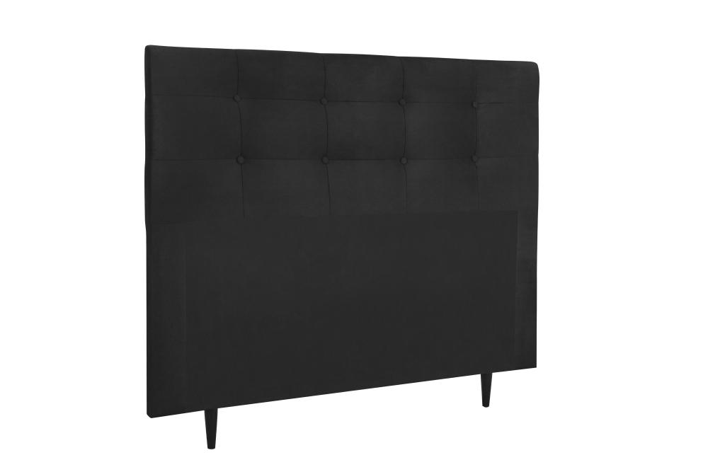 Cabeceira  Estofada para Cama Box Casal 140 cm Suede Preto Helena  Isis Estofados
