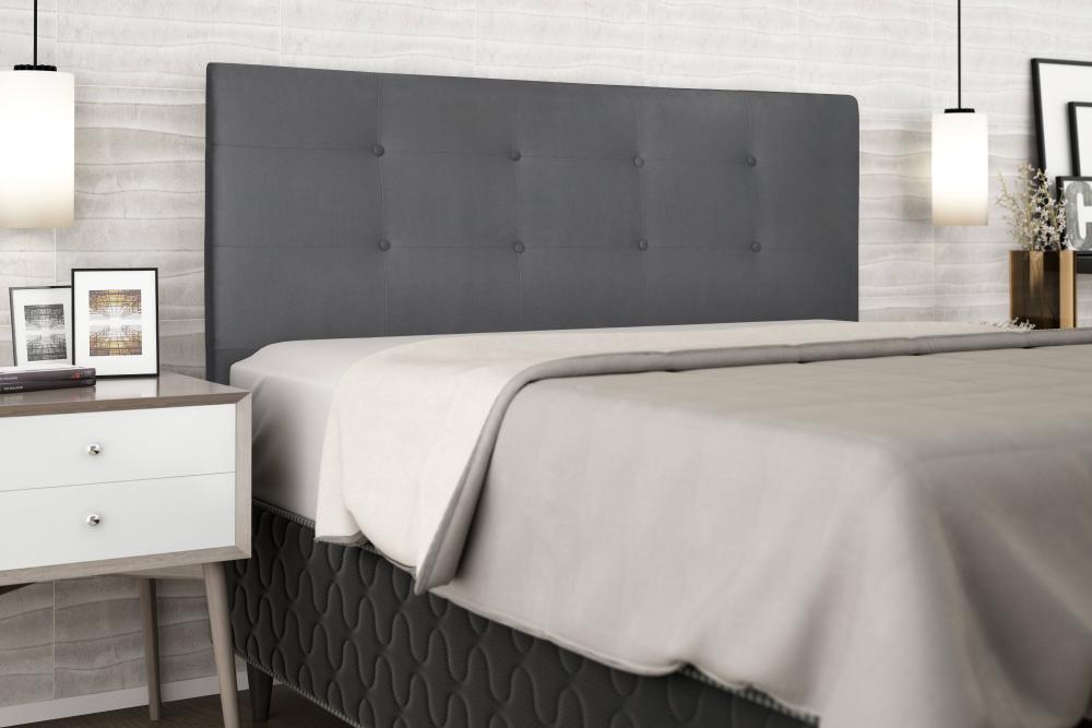 Cabeceira  Estofada para Cama Box Casal Queen 160 cm Suede Cinza Helena Isis Estofados