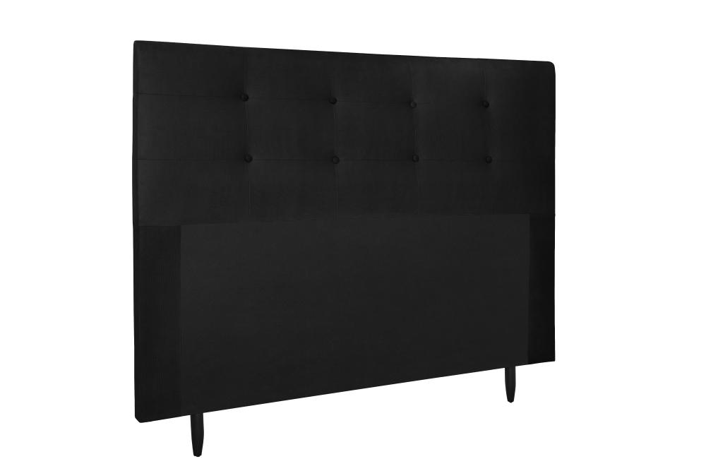 Cabeceira  Estofada para Cama Box Casal Queen 160 cm Suede Preto Helena Isis Estofados