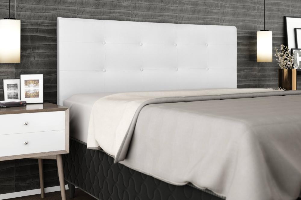 Cabeceira  Estofada para Cama Box Casal Queen 160 cm Tecido Sintético Branco Helena Isis Estofados