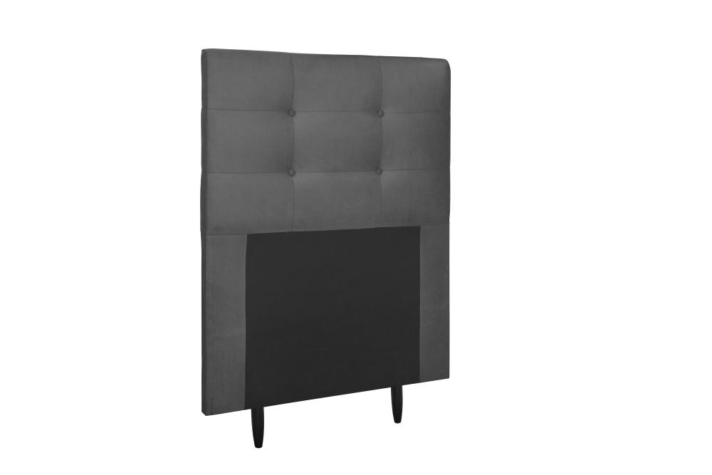 Cabeceira  Estofada para Cama Box Solteiro 90 cm Suede Cinza Helena Isis Estofados