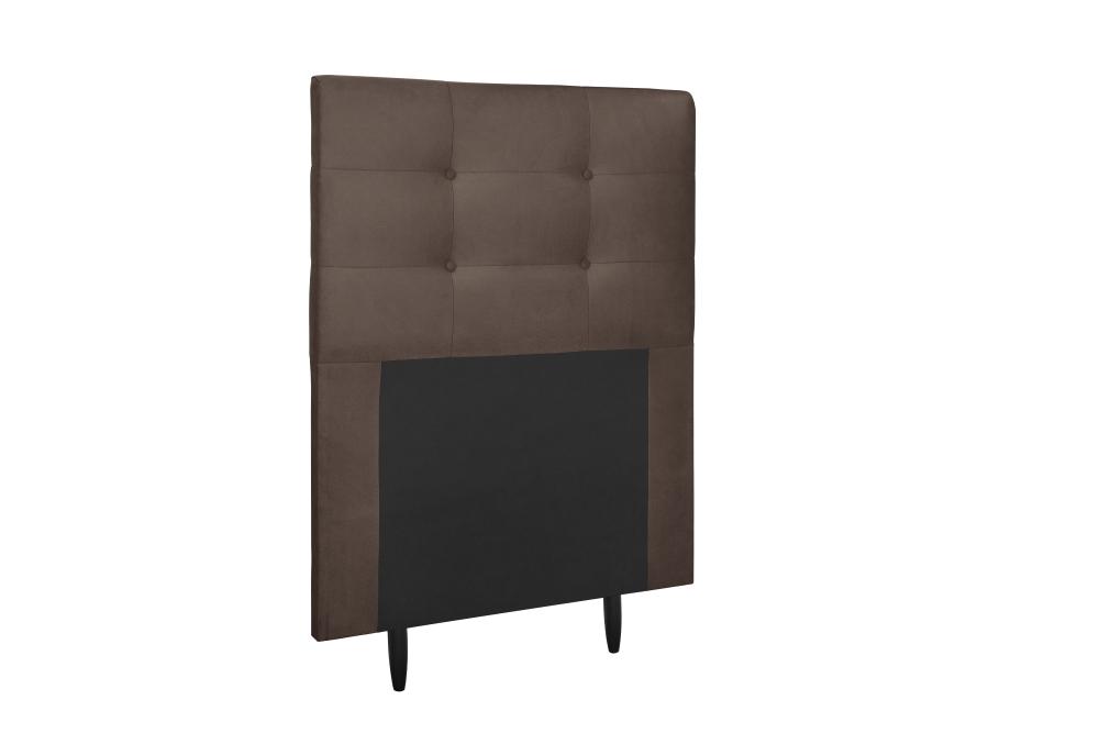 Cabeceira  Estofada para Cama Box Solteiro 90 cm Suede Marrom Helena Isis Estofados