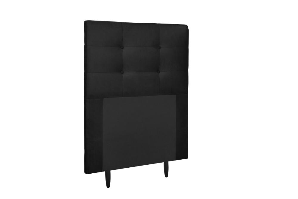 Cabeceira  Estofada para Cama Box Solteiro 90 cm Suede Preto Helena Isis Estofados