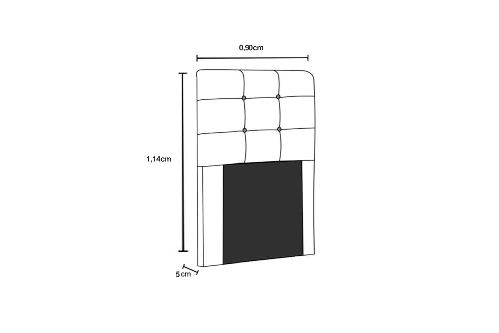 Cabeceira Estofada para Cama Box Solteiro 90 cm Tecido Sintético Branco Helena Isis Estofados