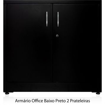 Armário Office Baixo Preto 2 Prateleiras