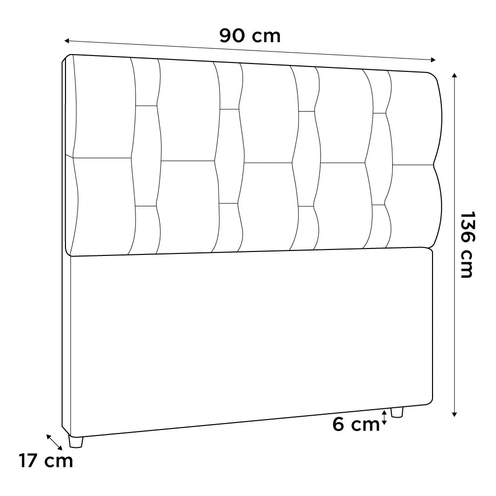Cabeceira Spezia Luxo para Cama Box Solteiro 90cm Veludo - SSX Multicoisas
