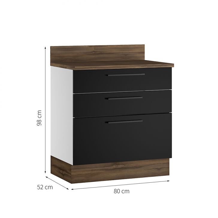 [OUTLET] Balcão de Cozinha Exclusive com Tampo 3 GV Preto