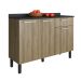 Balcão de Cozinha Star com Tampo 3 Portas 1 Gaveta Castanho