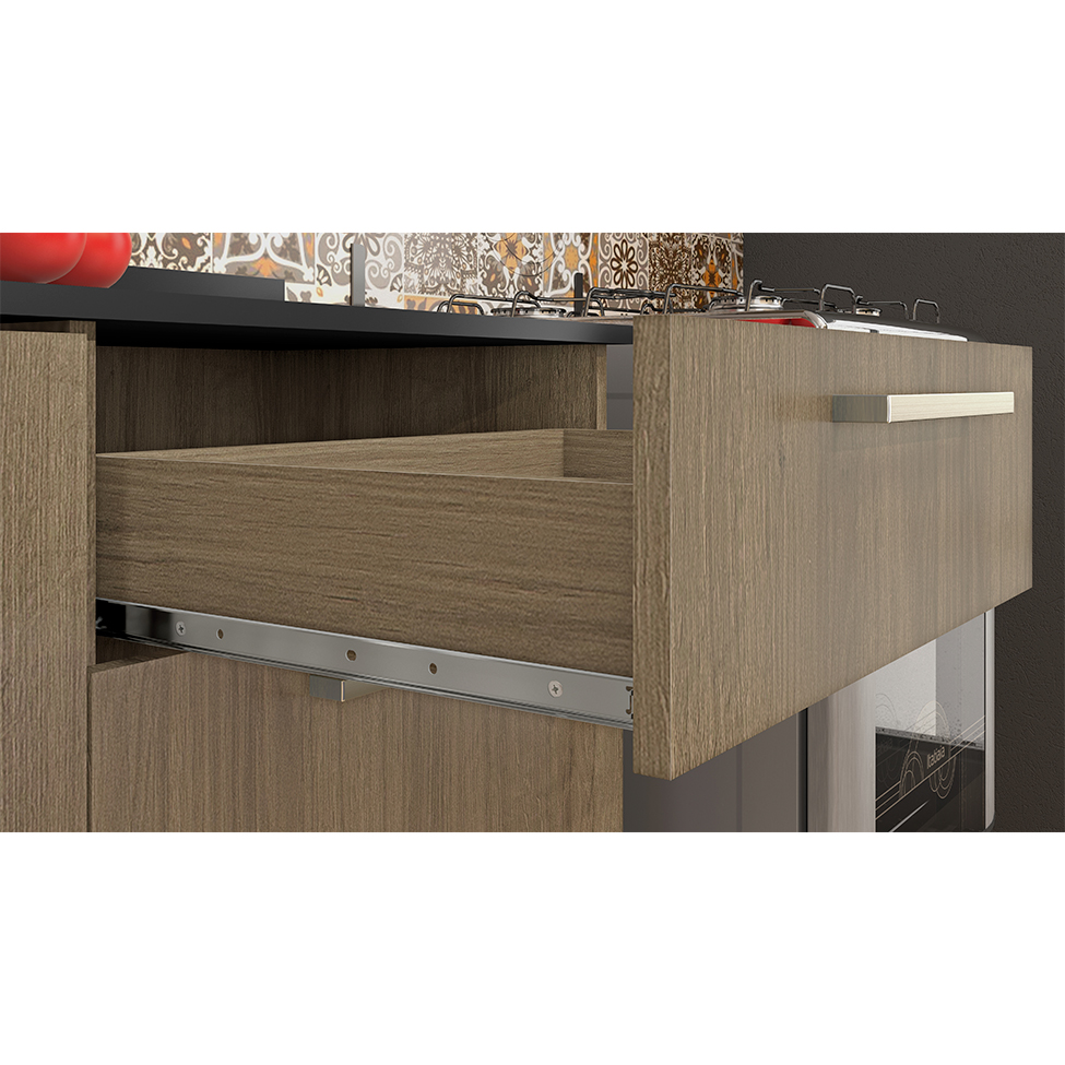Balcão de Cozinha Star com Tampo 3 Portas 1 Gaveta Castanho