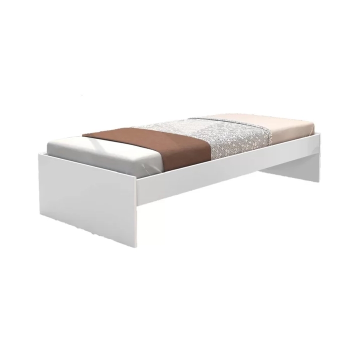 Cama Turca Moderna Branca Para Colchão Solteiro De Madeira Reforçada