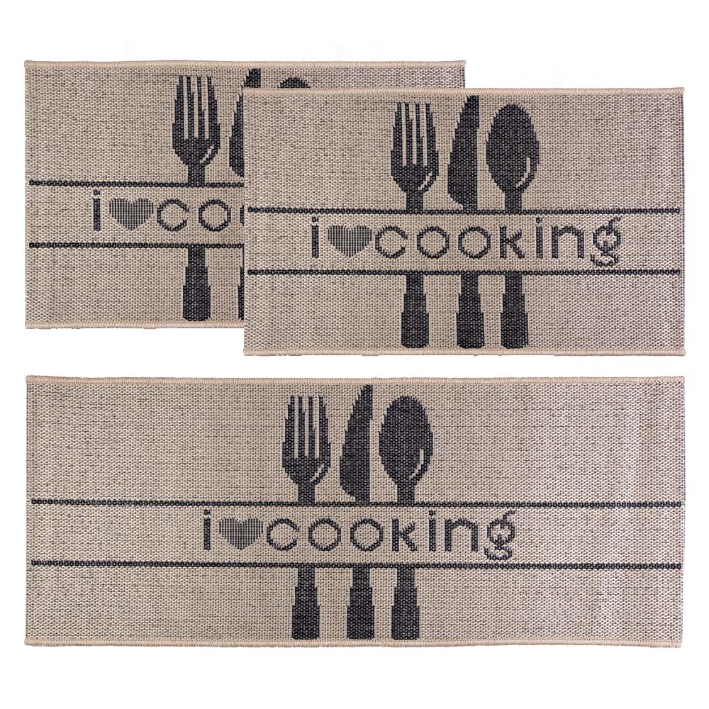 Kit Cozinha 3 Peças Eco Nature Cooking 77 Bege-Chumbo
