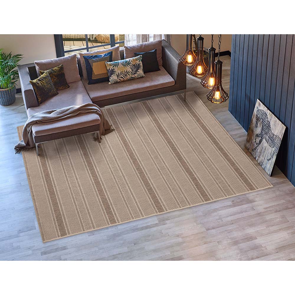 Passadeira Eco-Nature Riscas 87 Bege-Marrom 0,57X1,80M