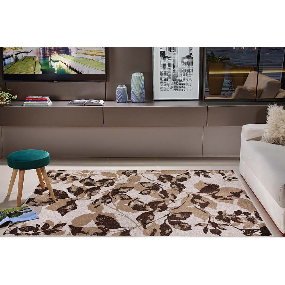 Tapete Classic Leaf 87 Bege-Marrom 0,50X0,80M - J Serrano