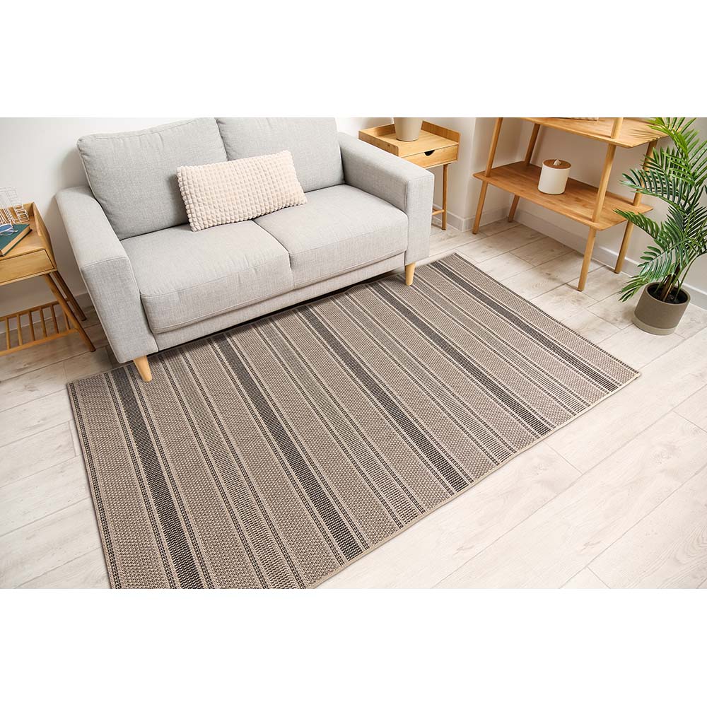 Tapete Sisal Eco-Nature Riscas 77 Bege-Chumbo 0,50X0,80M
