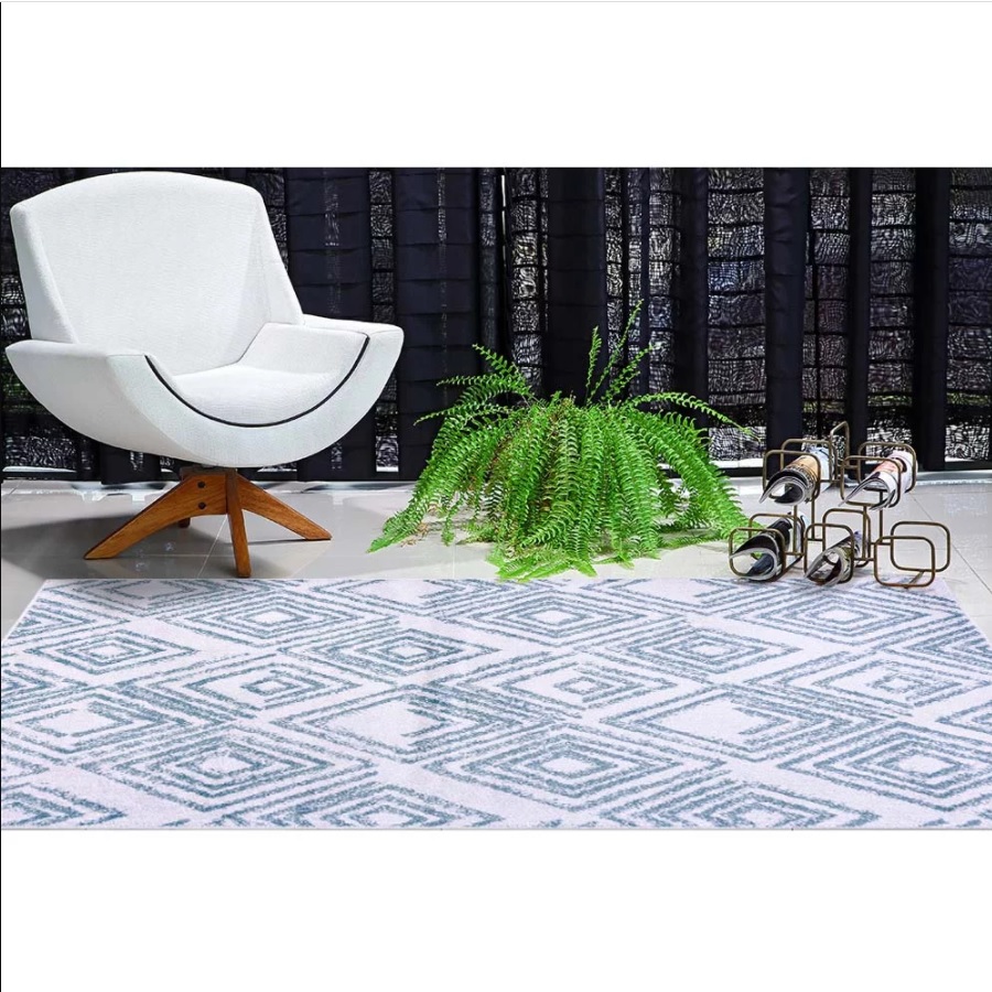 Tapete para Sala Classic Angra 28 Gelo-Azul 2,00X2,50M