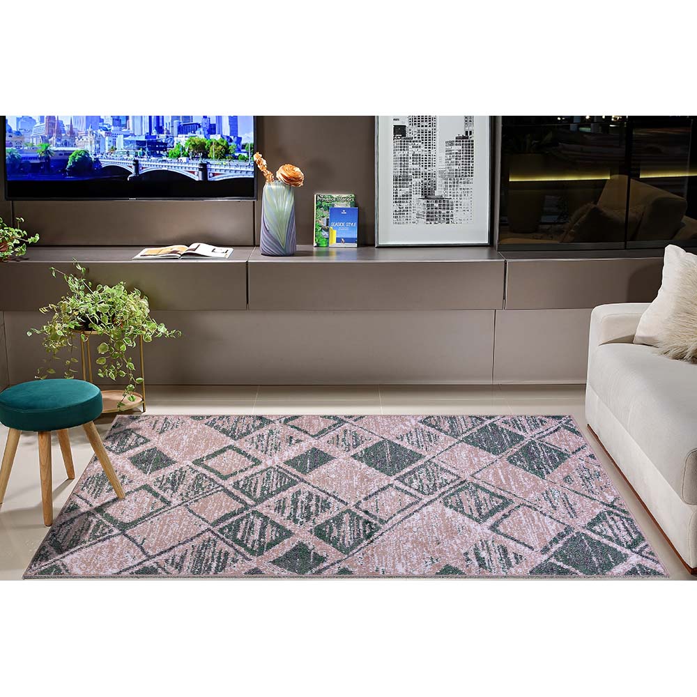 Tapete para Sala Classic Fiji 15 Creme-Verde 3,00X4,00M