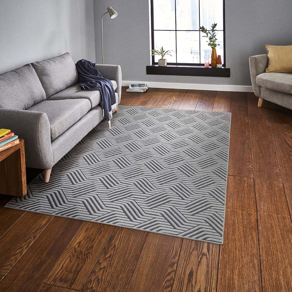 Tapete para Sala Funcional Azulejo 51 Cinza 2,00X3,00M