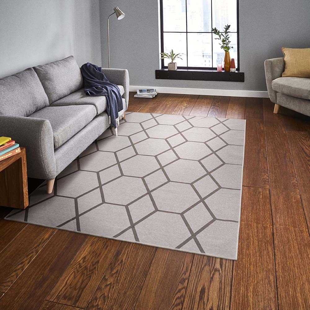 Tapete para Sala Funcional Hexagonal 60 Areia 2,00X2,50M