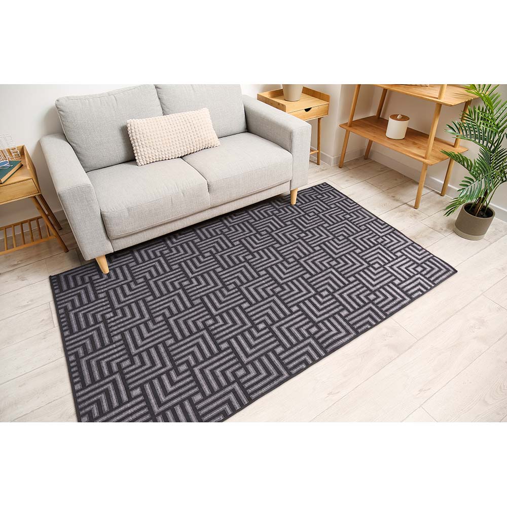 Tapete para Sala Funcional Tabuleiro 56 Chumbo 1,00X1,50M