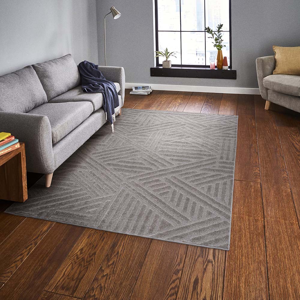 Tapete para Sala Realce Trama 51 Cinza 2,00X3,00M