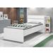 Base Cama Baú Solteiro Branca Multiuso Com 2 Gavetas e 3 Prateleiras - 88x188
