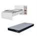 Base Cama Baú Solteiro Branca Multiuso Com 2 Gavetas e 3 Prateleiras  + 1 Colchão De Espuma D28 - 188X88