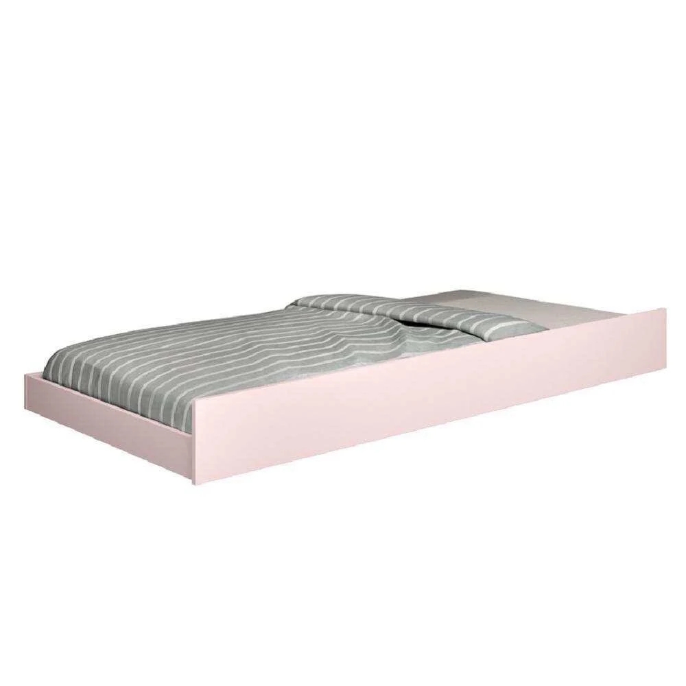 Base Cama Baú Solteiro Princesas Rosa Bicama Multiuso com Base Auxiliar e 03 Prateleiras - 88x188