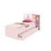 Base Cama Baú Solteiro Princesas Rosa Bicama Multiuso com Base Auxiliar e 03 Prateleiras + 2 Colchão De Espuma D28