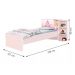 Base Cama Baú Solteiro Princesas Rosa Bicama Multiuso com Base Auxiliar e 03 Prateleiras + 2 Colchão De Espuma D28