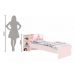 Base Cama Baú Solteiro Princesas Rosa Bicama Multiuso com Base Auxiliar e 03 Prateleiras + 2 Colchão De Espuma D28